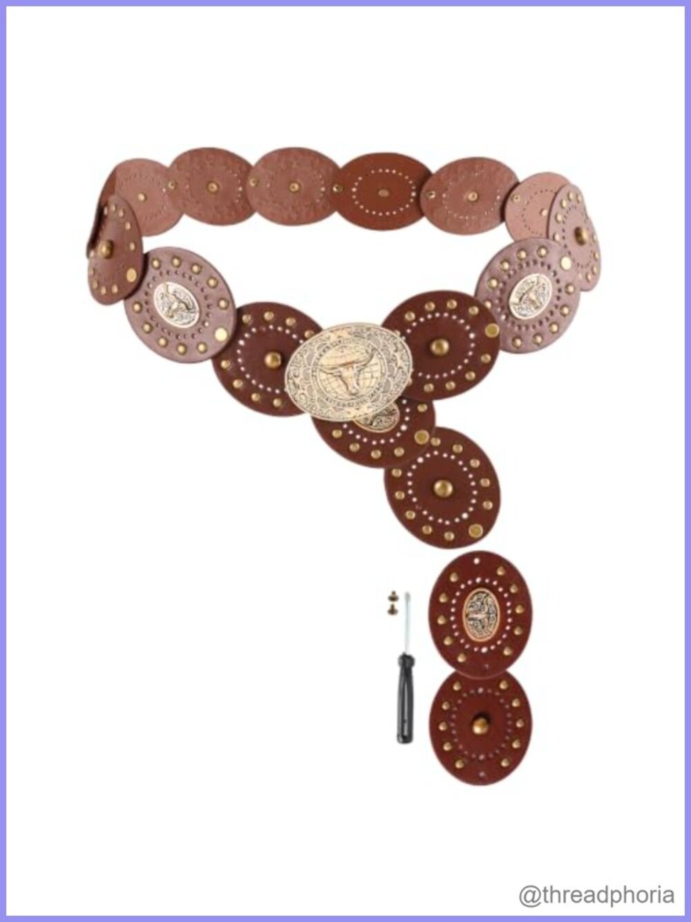 Western Cowboy Belt Adjustable PU Leather Concho Cowgirl Waist Belt
